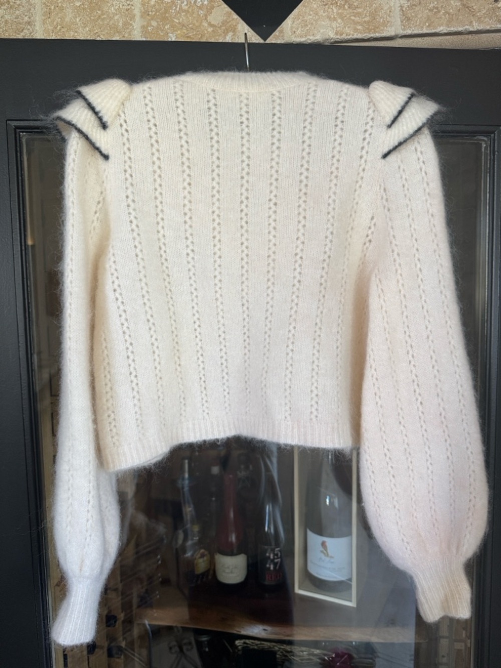 Sezane Sézane Rita Cream Ivory White Ruffle-Trim Crewneck Sweater - Picture 4 of 4